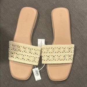 Old Navy Cream Sandals with rattan design